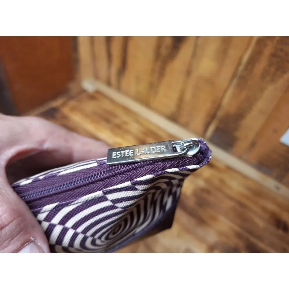 Estée‎ Lauder Purple Tan Zipper Makeup Cosmetic Travel Bag